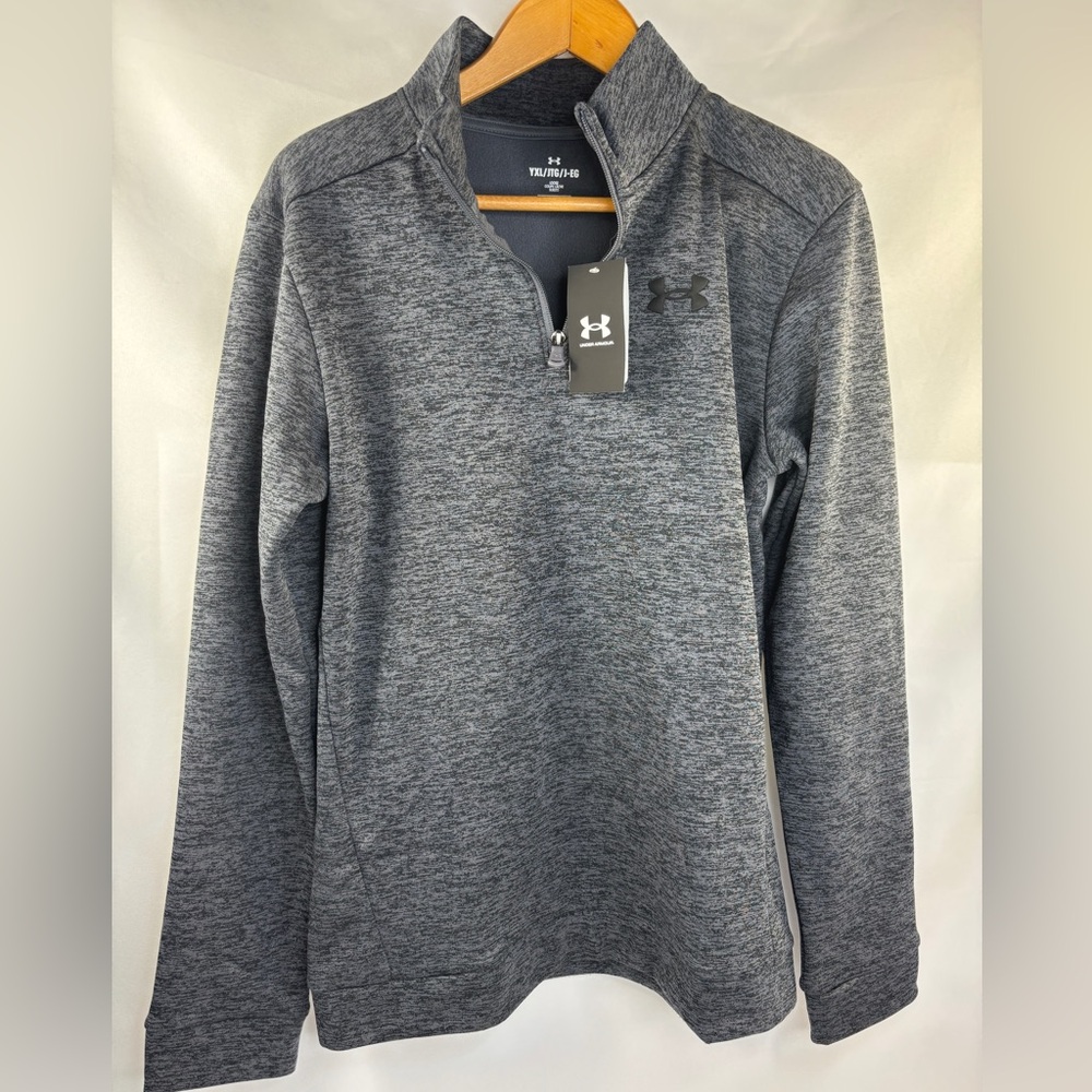 NEW Under Armour Heather Gray Fleece 1/4 zip pullover Youth Size XL Loose Fit